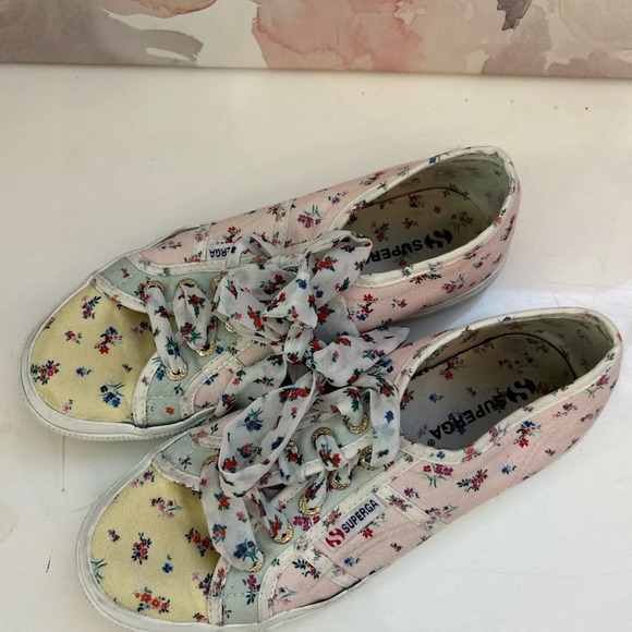 Superga 2750 Flower Pink Floral Mix Print Lace-Up Sneakers - Picture 3 of 6